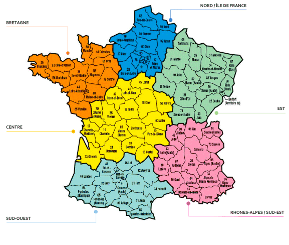 Carte de France des techniciens